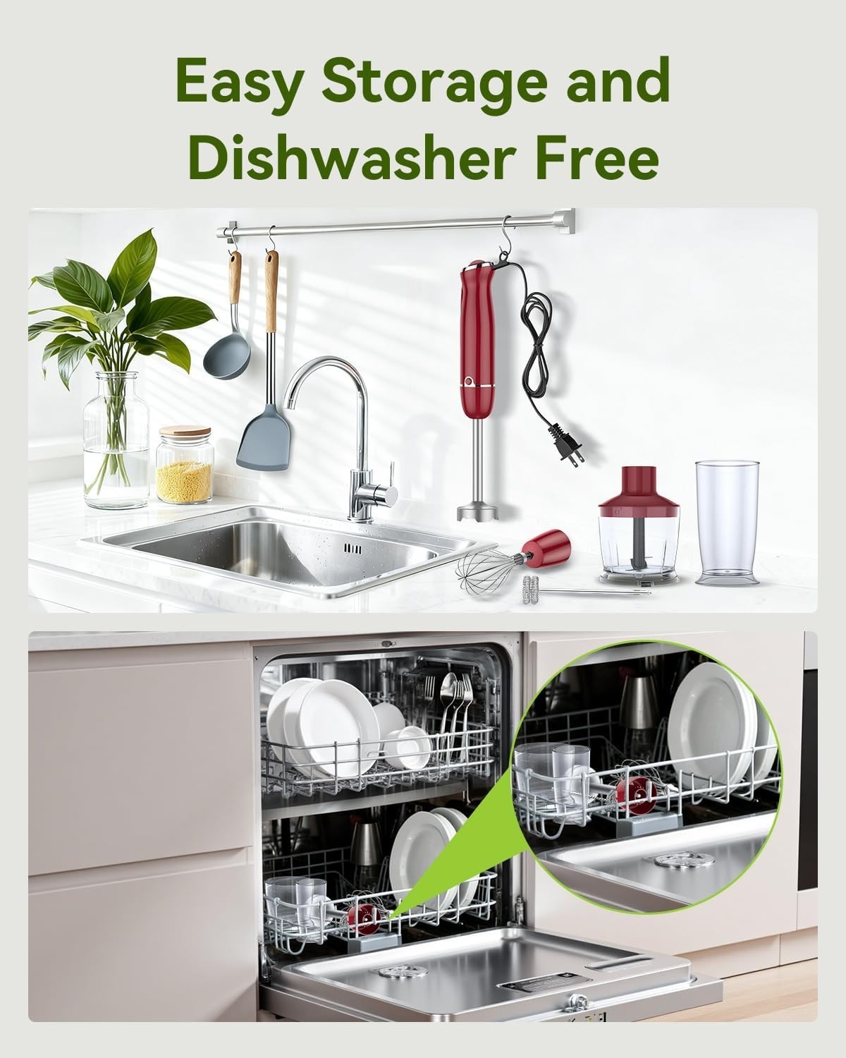 1000W Hand Blender - 12-Speed Kitchen Tool with Versatile Attachments