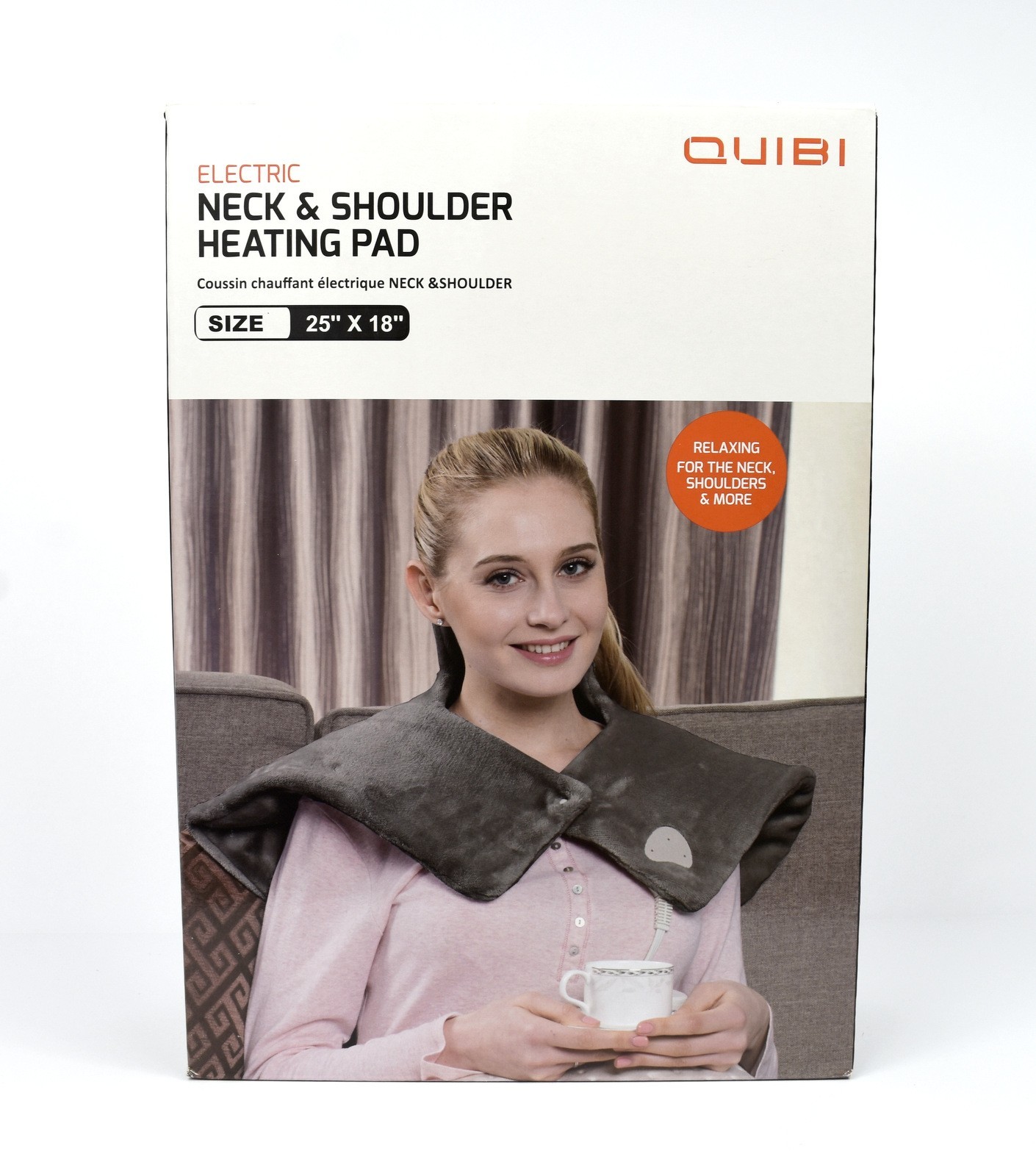 QUIBI Neck Shoulder Electric Heating Warmer Pad 25 x 18 in. 3 Heat Setting, Grey