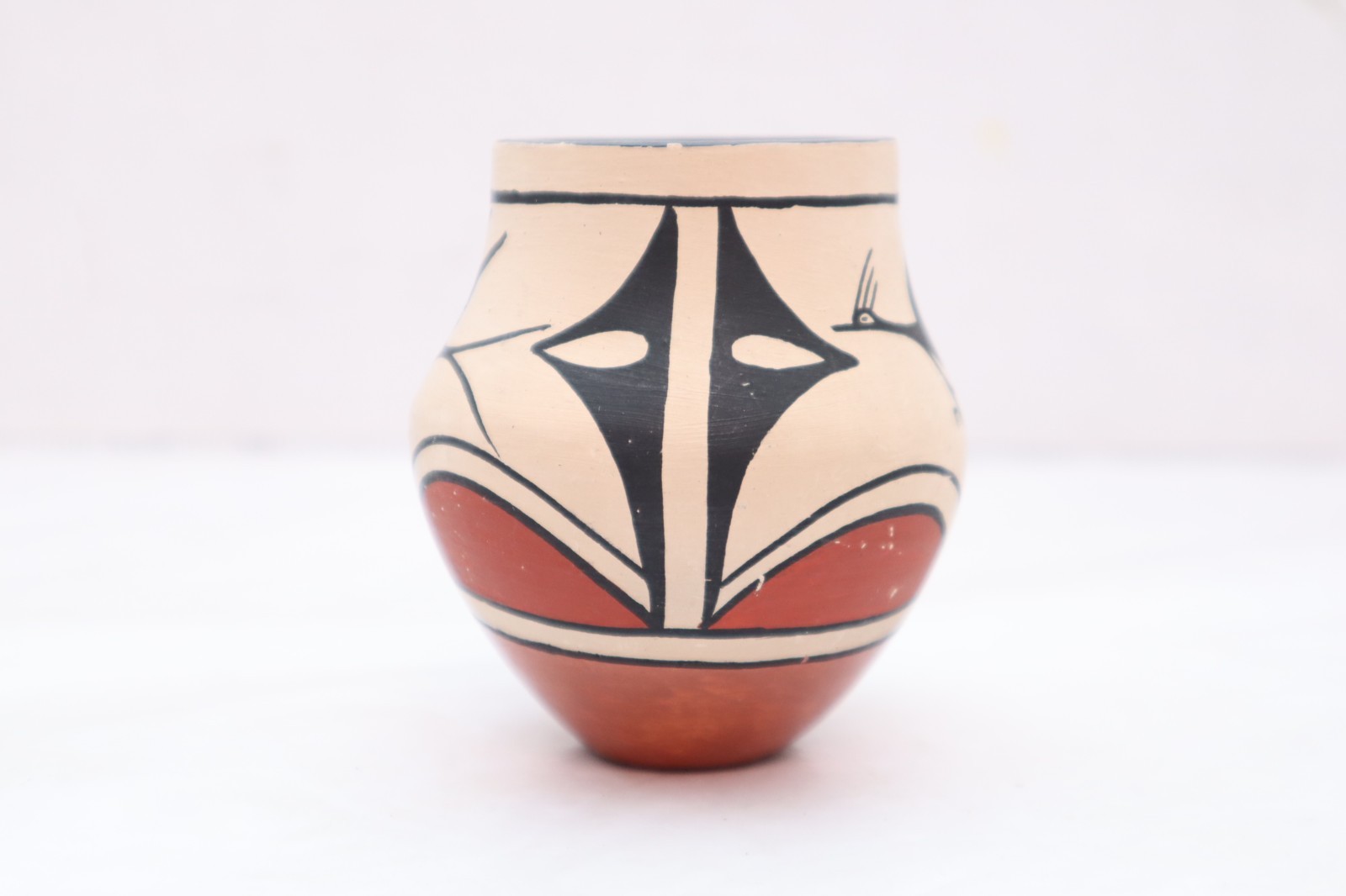 Native American polychrome Zia Pueblo Pottery jar Pictorial bird Jug Pot VTG