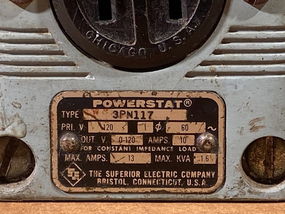 Superior Electric Co 3PN117 Powerstat Variable Autotransformer