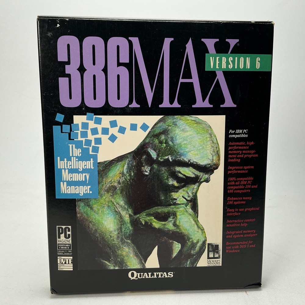 386 Max Version 6 for IBM PC Vintage Memory Management Computer Software 1991