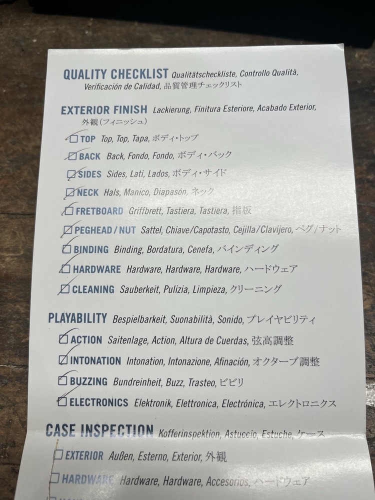 Gibson Guitars 2014 Quality Checklist Case Candy