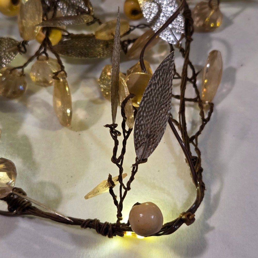 Pottery Barn Rustic Leaf String Lighted Garland 6ft Mini LED Wedding Holiday NIB