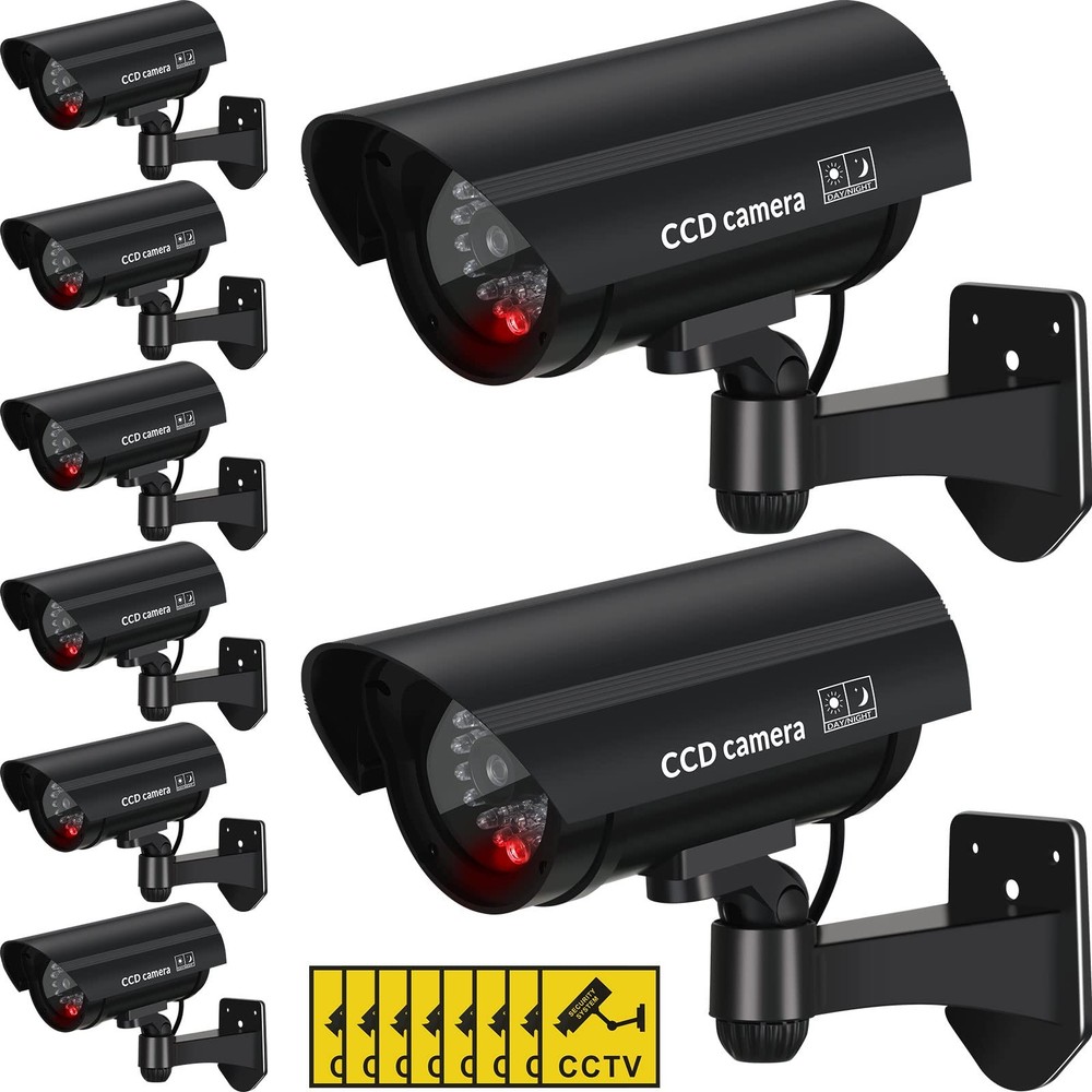 Macarrie 8 Pcs Fake Camera Realistic Dummy Security Plastic Black