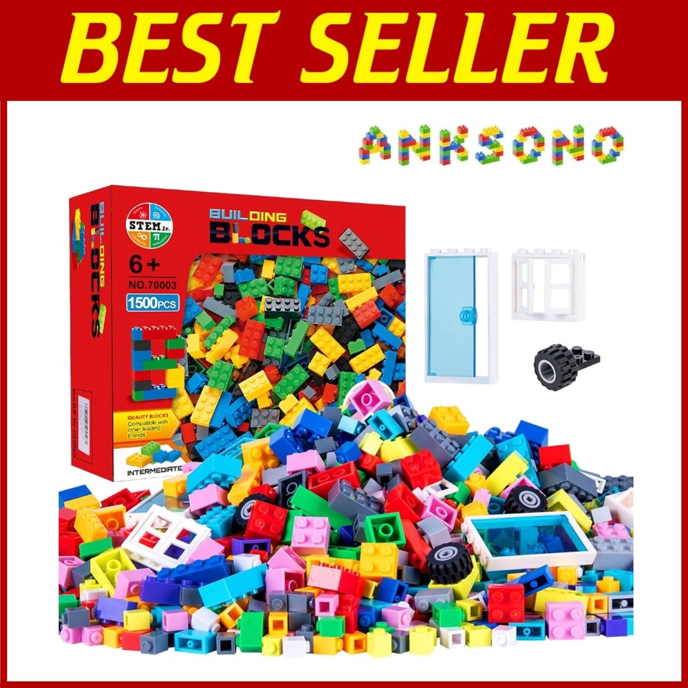 1500-Piece Building Bricks Set with Accessories