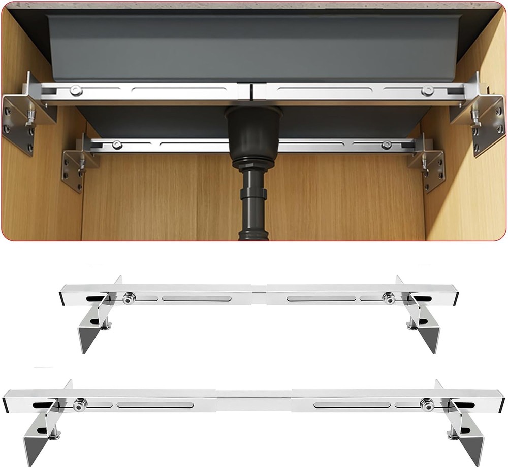 Undermount Sink Brackets, Adjustable Undermount Sink Supports, Stainless Stee