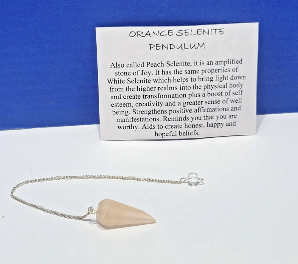 Vintage Orange Selenite Pendulum for Dowsing