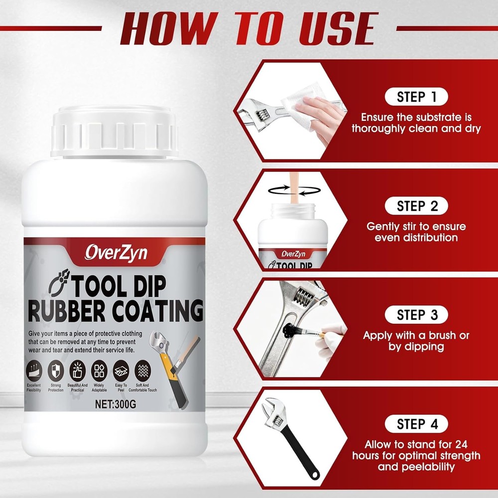 10.5oz Rubber Dip for Tools, Tool Dip Rubber Coating, Tool Handle Dip Coating We