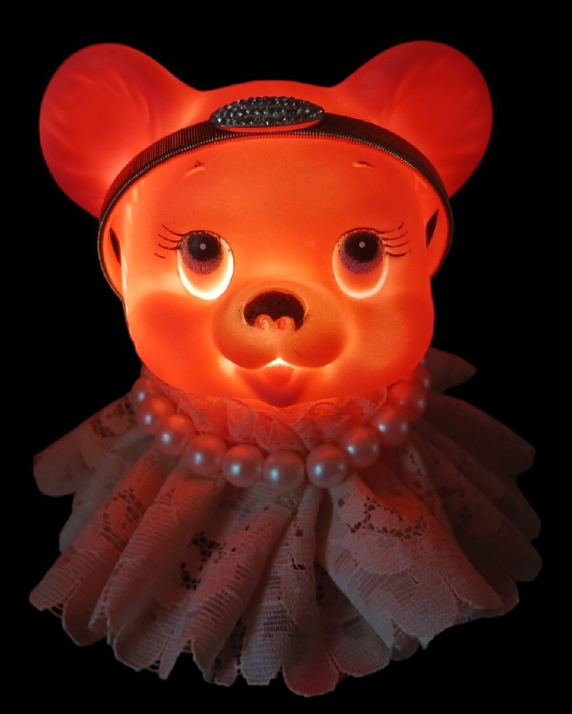 OOAK Rubber Mouse Doll Face Nightlight Anthropomorphic Happy