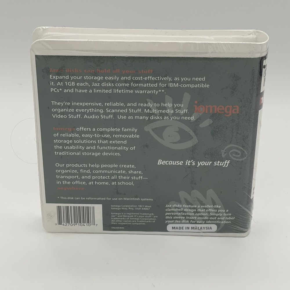 Iomega Jaz 1GB Disk PC Formatted New Sealed