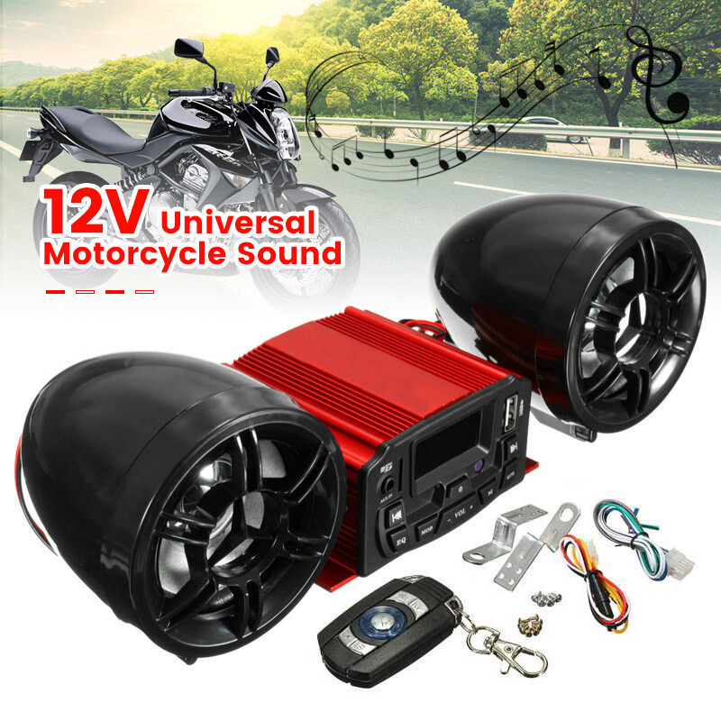 Motorcycle Audio Speaker Kits Bluetooth 4 Wheeler Stereo ATV AUX System FM Radio