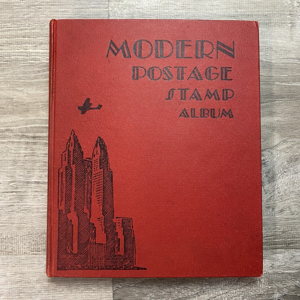 Vintage 1946 Modern Postage Stamp Album Book Missing Some Pages