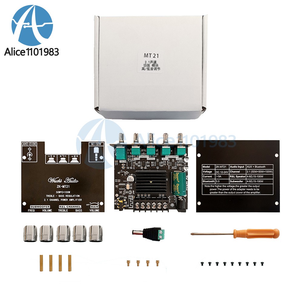 ZK-MT21 2.1Channel Bluetooth Audio Power Amplifier Board Subwoofer 50W*2+100W US