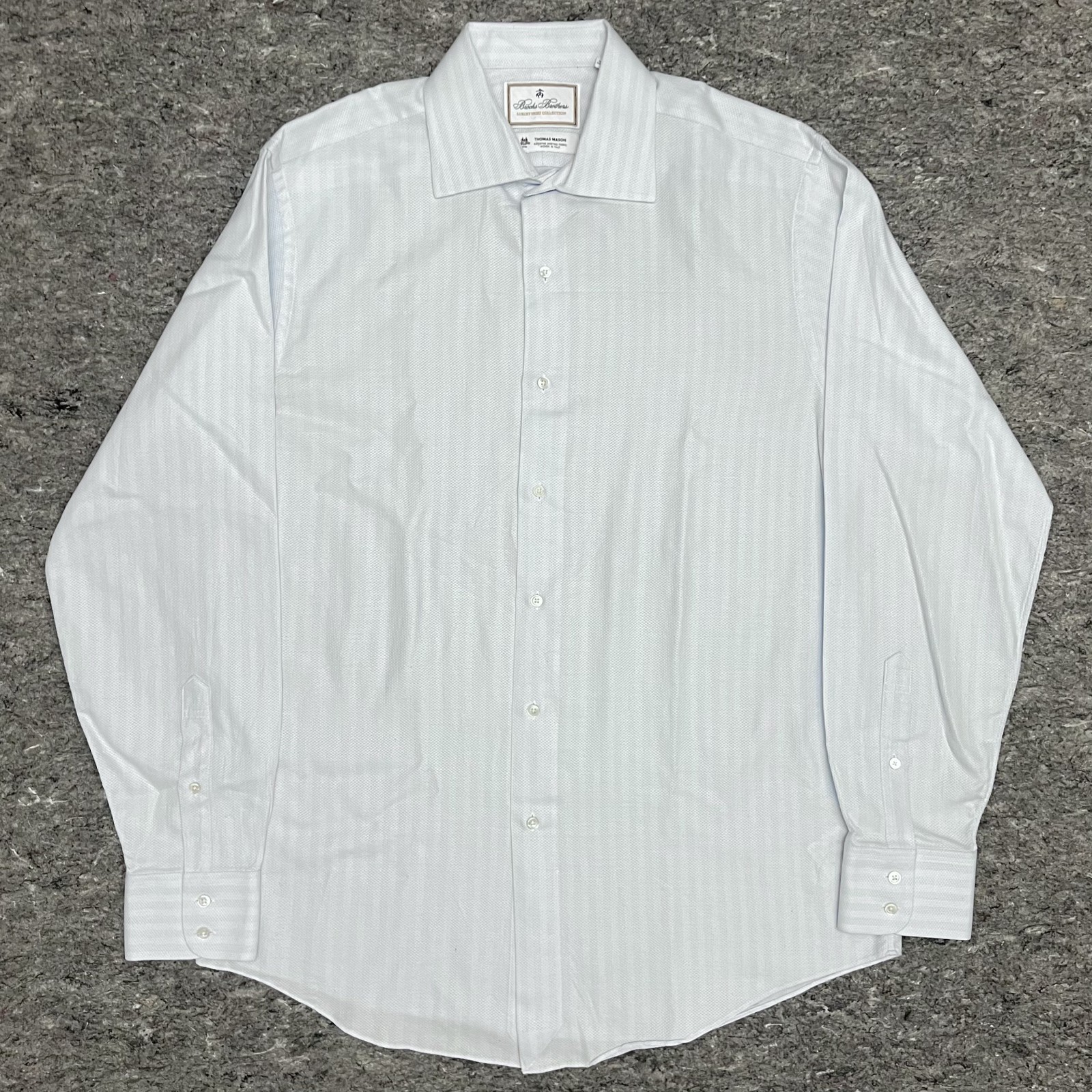 Brooks Brothers Thomas Mason Shirt Men's 16 35 Light Blue Regent Fit Honeycomb