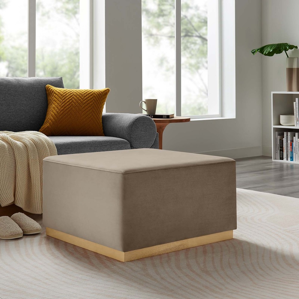 Modway Large 28" Square Performance Velvet Upholstered Ottoman