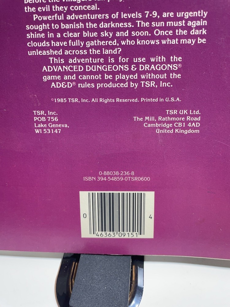 Dark Clouds Gather Advanced Dungeons And Dragons Module UK7 9151 1985 TSR