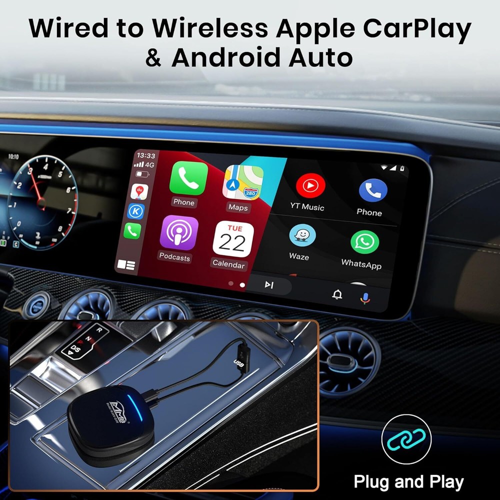 Wireless CarPlay/Android Auto Adapter, MAX 5.0, The Magic Box,8+128GB, QCM 6225