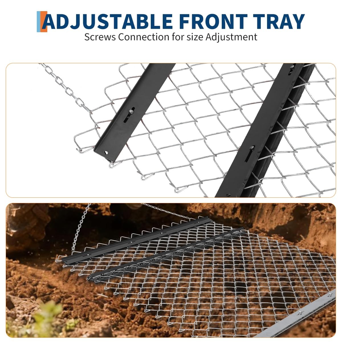 4 x 5ft ATV Drag Harrow Lawn Rake Chain Harrow Field Drag for Landscape Leveling