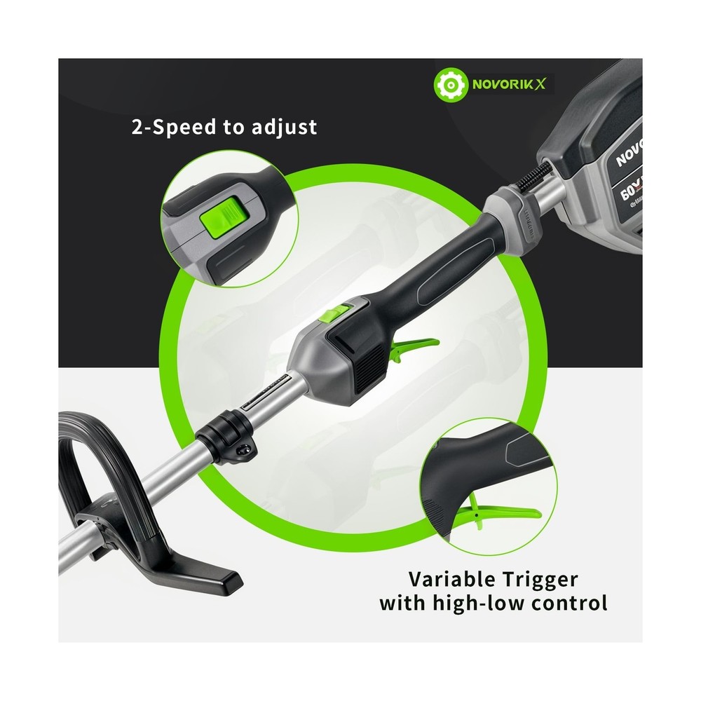 60V Lithium Ion Cordless String Trimmer, 17 Inch Two Speed Brushless String T...