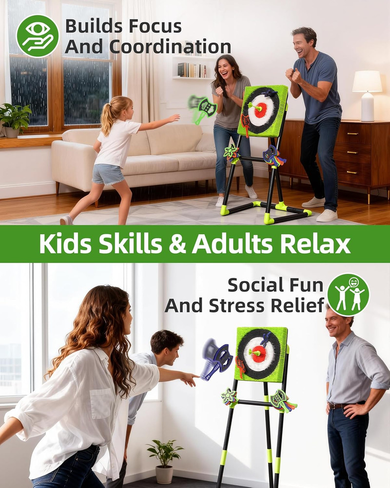 Axe Throwing Game for Backyard with Bristle Target & 12 Throwing Axes Set, Indoo