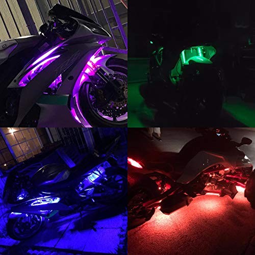 12Pcs Motorcycle Light Kit Strips Multi-Color Accent Glow Neon Ground Effect