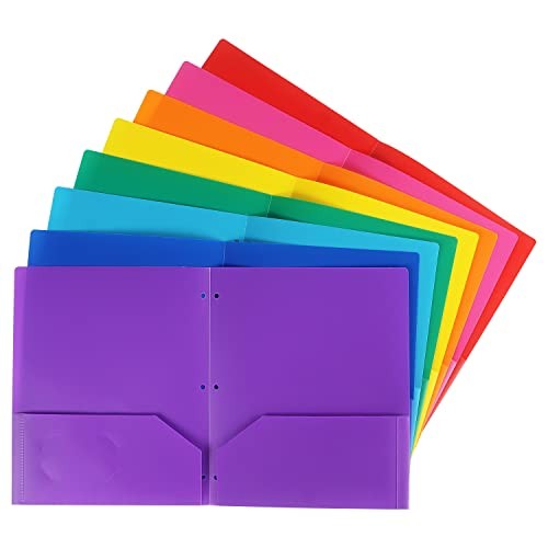 8 Pack Colored Plastic Folders Durable Heavy 8 Pack-multicolor With 3 Hole
