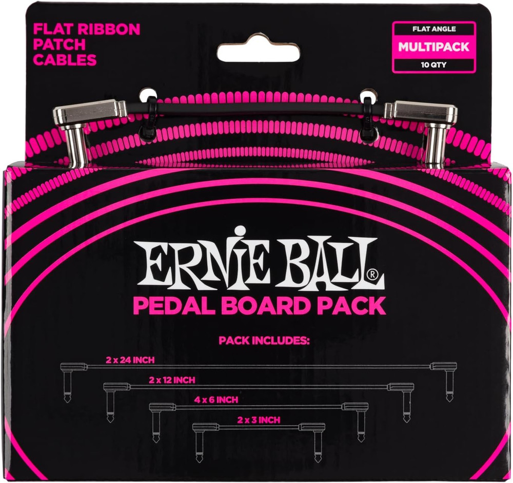 Flat Ribbon Patch Cable Pedalboard Multi-Pack, Black (P06224)