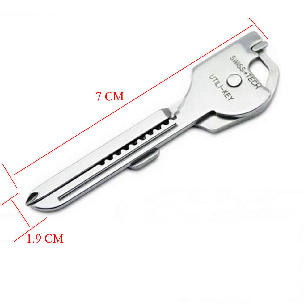 Swiss+Tech 6 In 1 Utili-Key Tool Keychain Keyring Multi-Function Stainless Steel