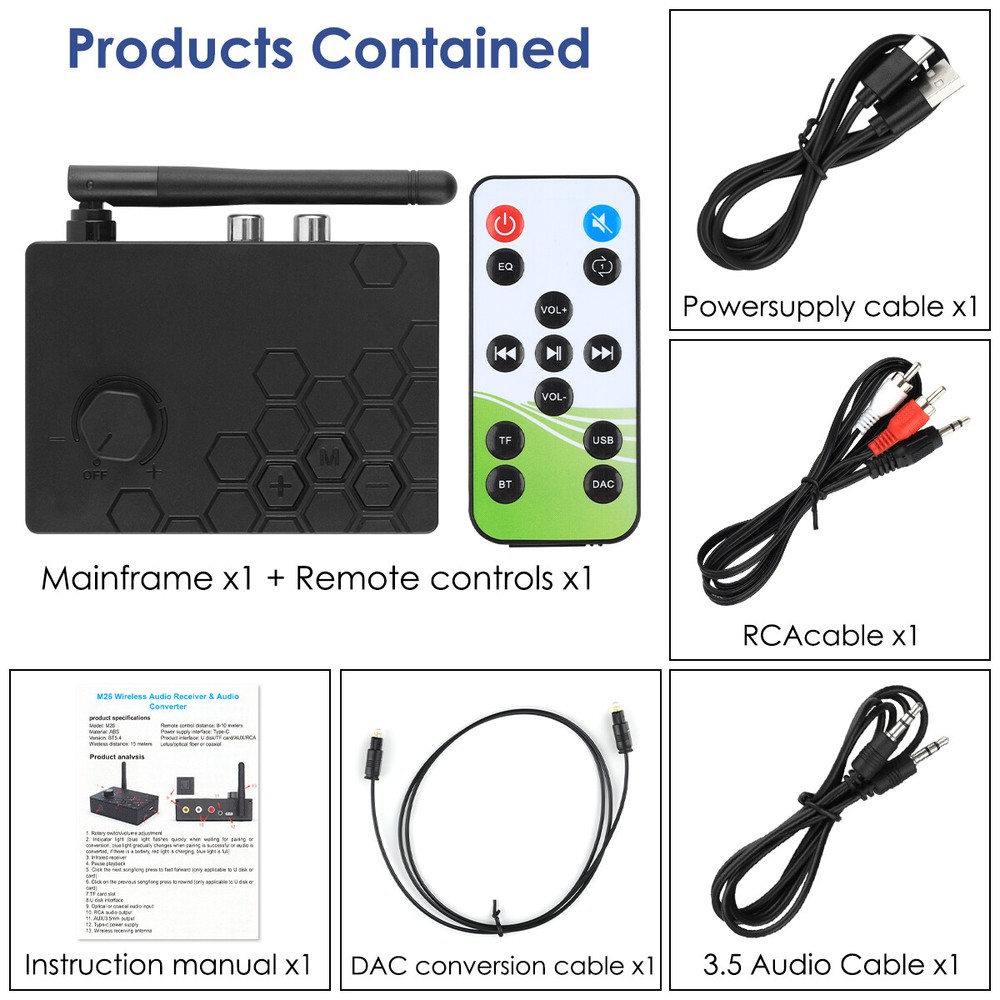 Bluetooth 5.4 Receiver Transmitter 3.5mm AUX RCA TV Home Stereo Audio Adapter