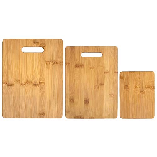 3-Piece Bamboo Cutting Board Set, 3 Assorted Sizes Solid 3 Piece Set