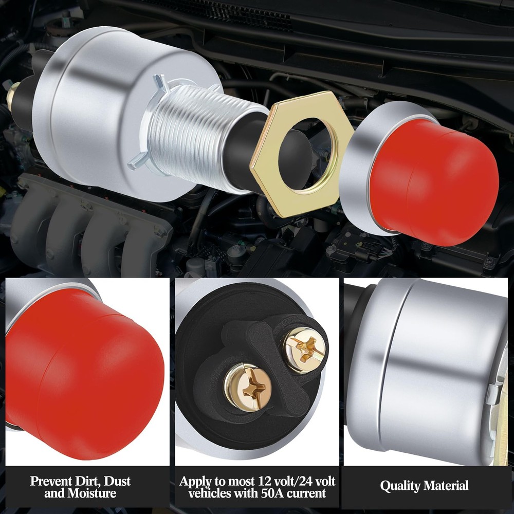 Engine Start Push Button Momentary 12V and 24V Waterproof Switch Push to Start B