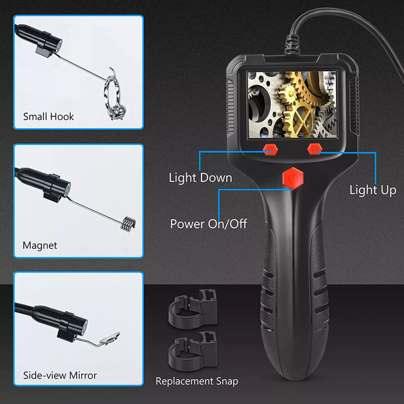 8LED Handheld Industrial Endoscope 5.5mm Borescope Inspection Snake Camera - 2m