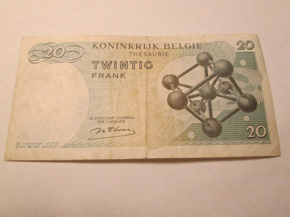 BELGIUM 20 FRANCS NOTE 1964