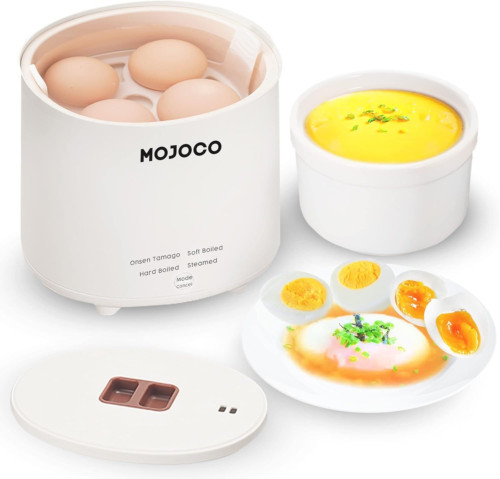 Mojoco Rapid Egg Cooker - Mini for Steamed, Hard Boiled, White