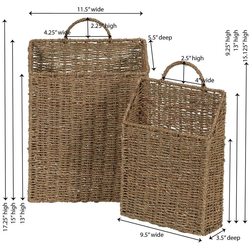 Seagrass Wicker Wall Basket Set