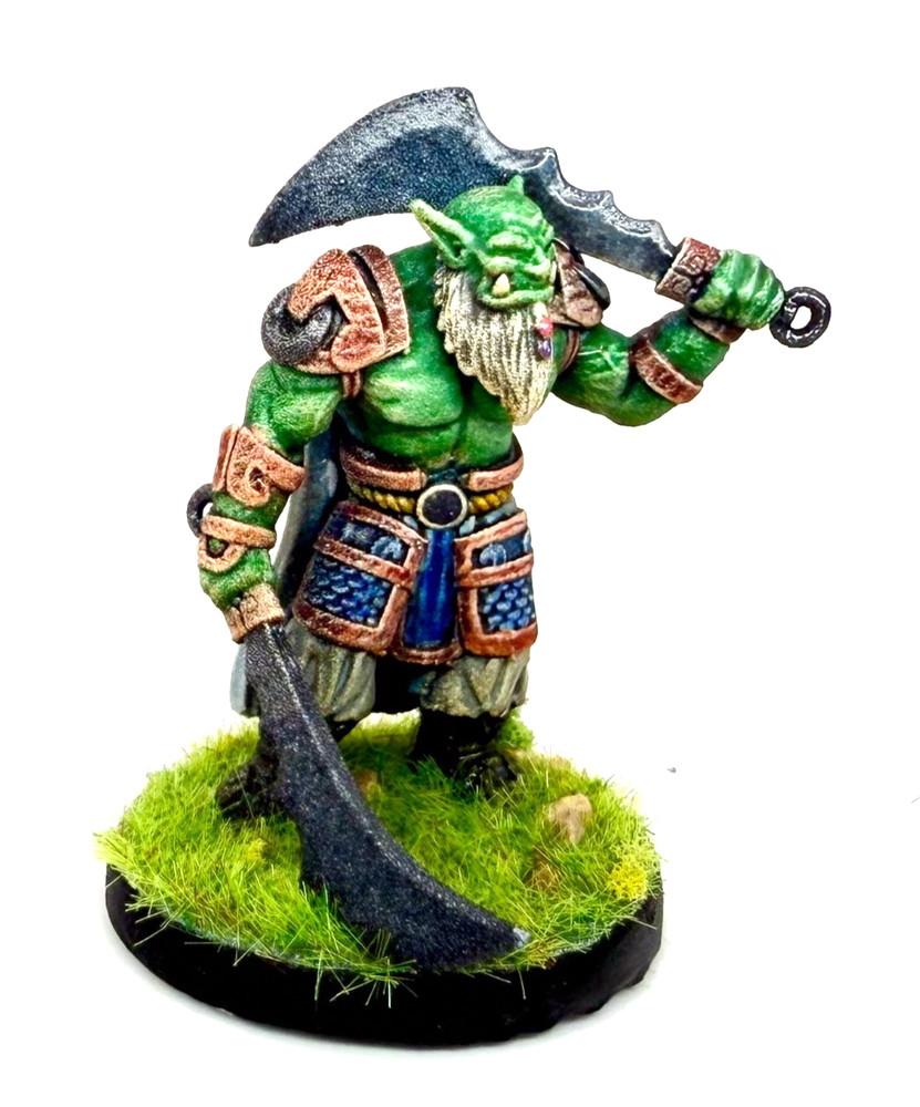 Hand Painted Orc Chieftain Miniature - medium creature in 28mm scale