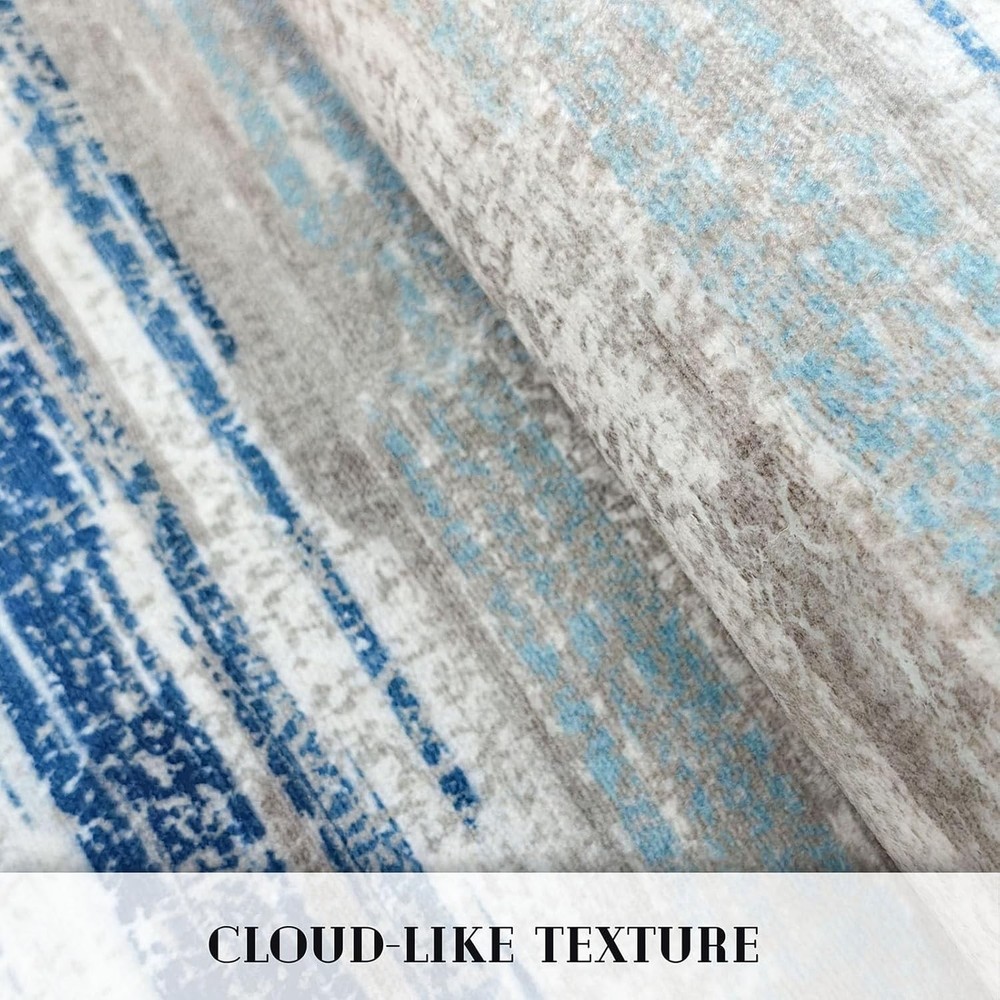 Modern Abstract Entryway 2' x 3' (Rectangular), Blue Aqua/Beige Taupe Multi