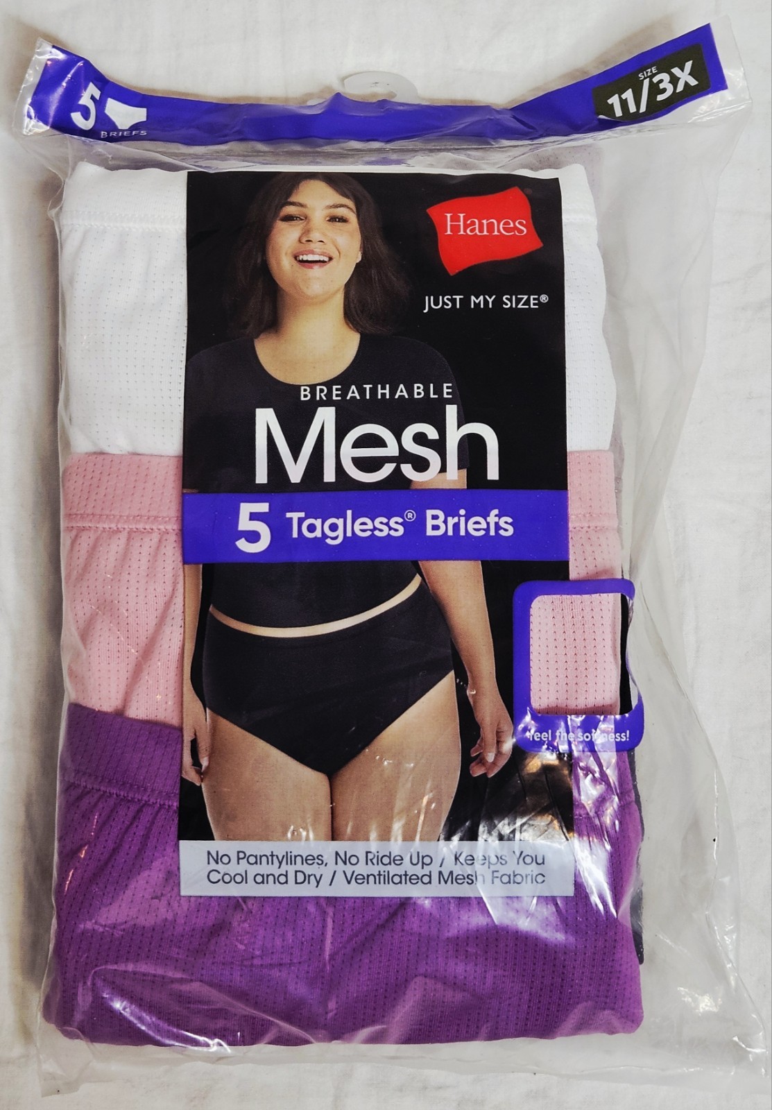 Hanes Plus Just My Size Breathable Mesh Tagless Briefs 5 Pack 1X 3X 4X 5X or 6X