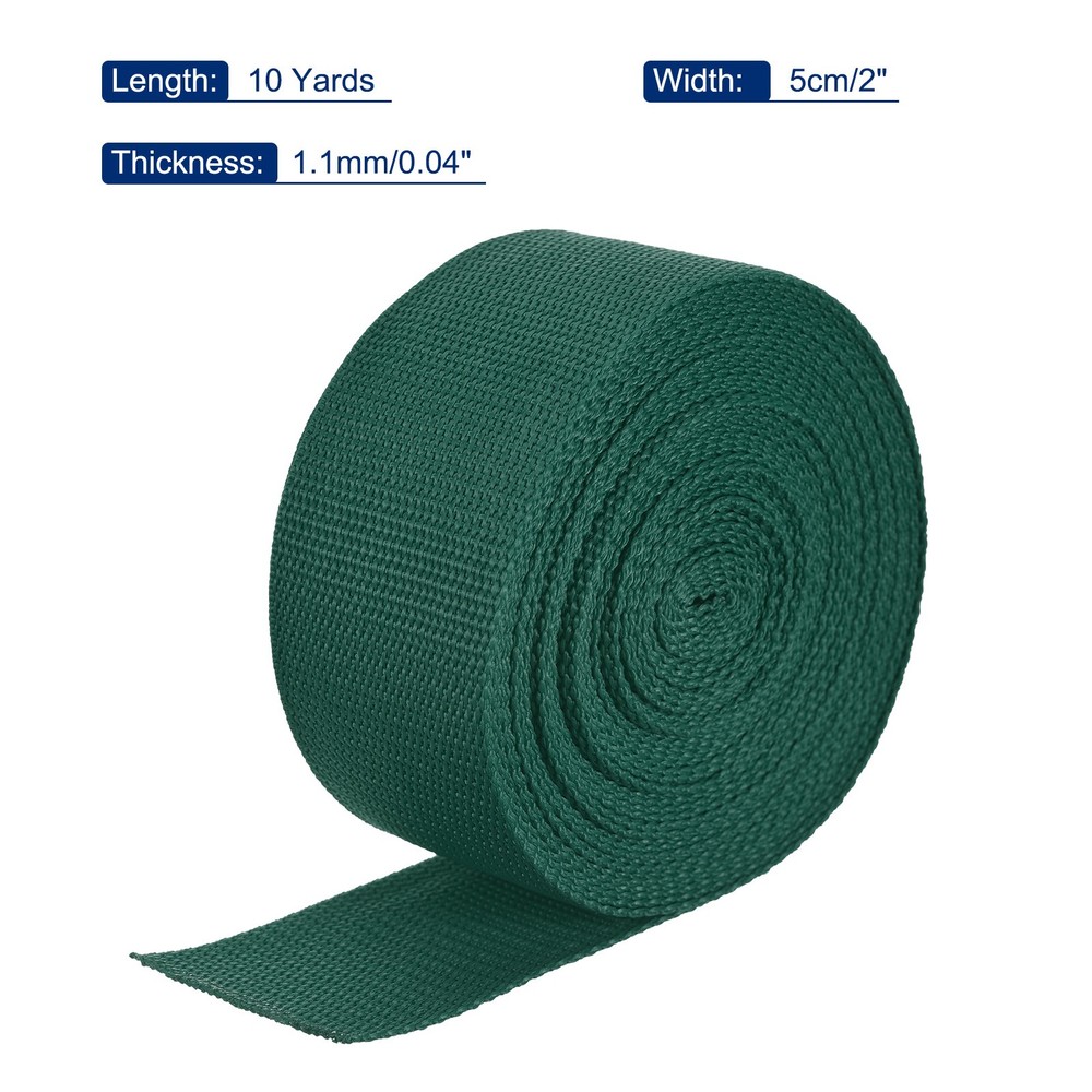 Lightweight Polypropylene Webbing Strap 5cm 10 Yard Dark Green