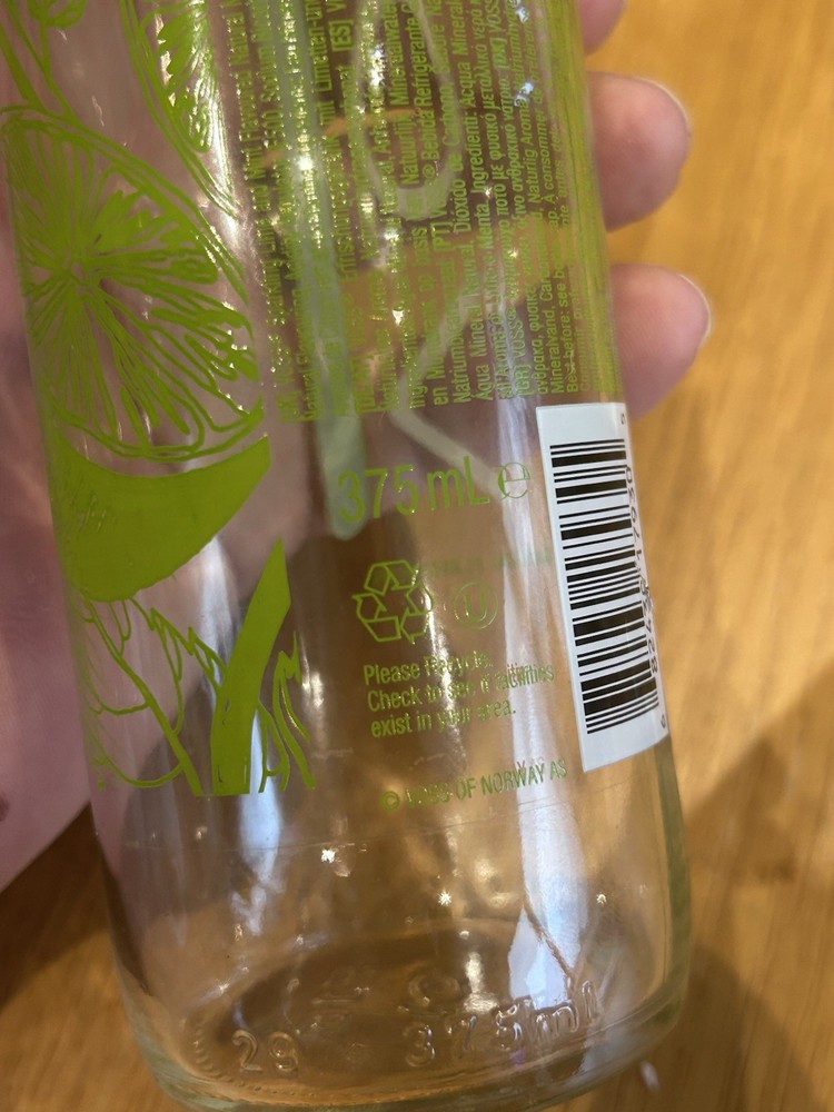 VOSS EMPTY Lime Mint Bottles X2 375ml