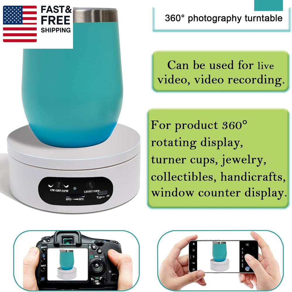 Rotating Display Stand, Spinning Display Stand with Colored Lights, Lighted LED