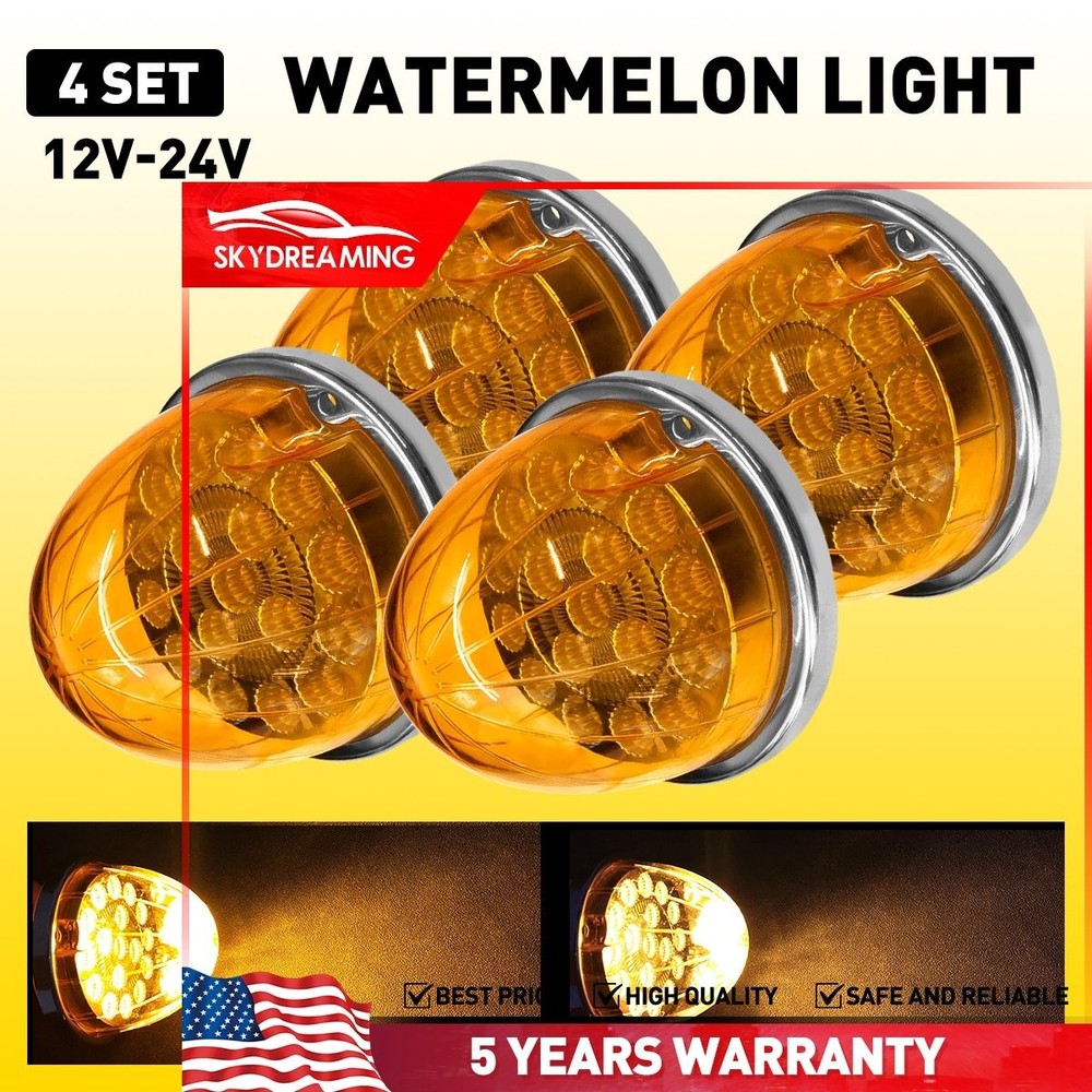 4x Watermelon amber Bunk Adapter Kit Light Conversion Kit W/ Bezel & Adapter Kit
