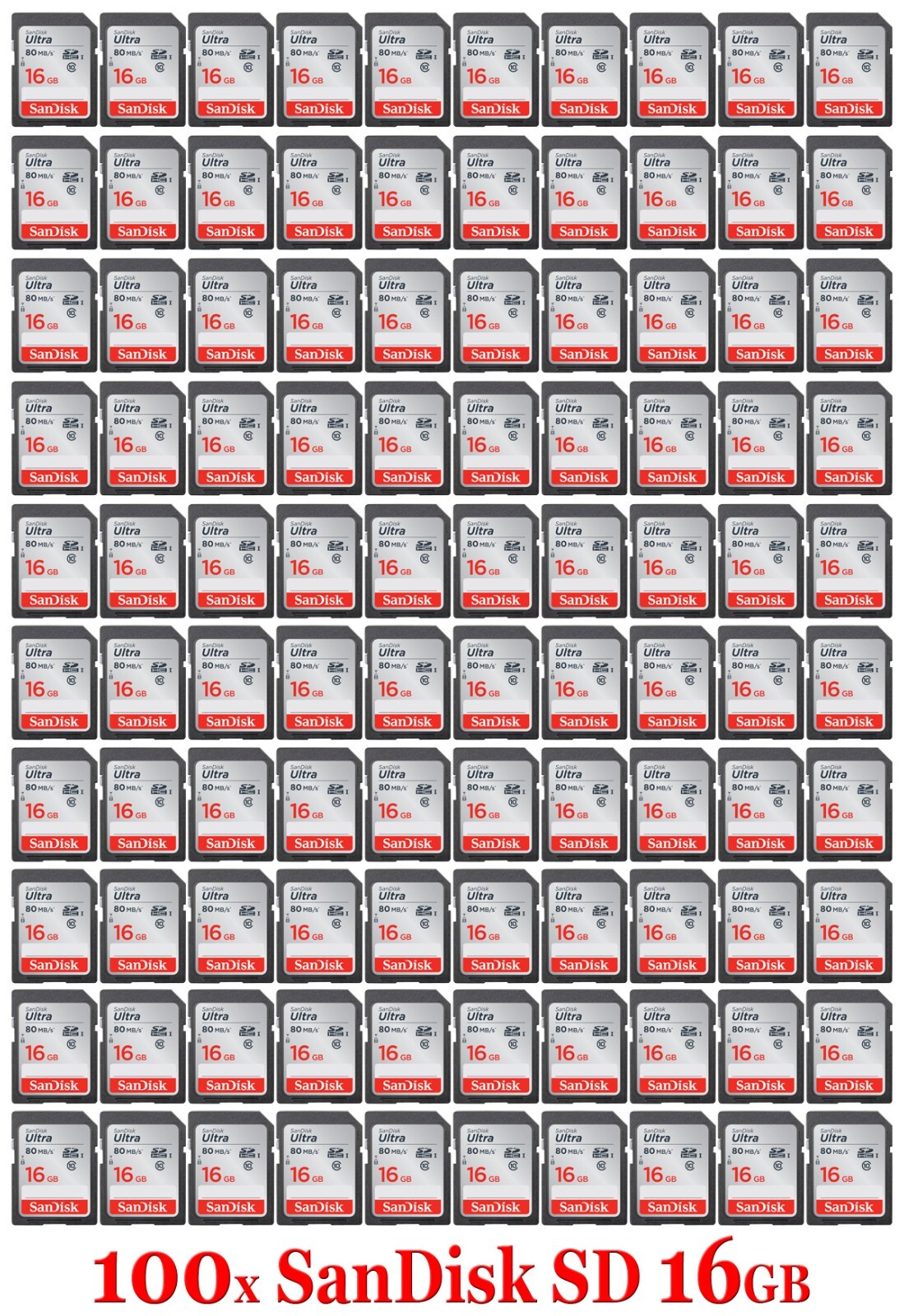 LOT 100x SanDisk Ultra 16GB 80MB/s SD SDHC SDSDUNB Camera Card 10 x 16 GB