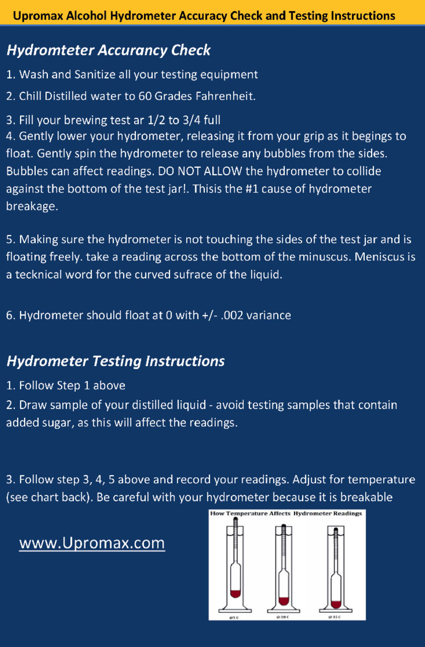 Hydrometer Alcohol 0-200 Proof and Tralle Proof Tester Distilling Spirit