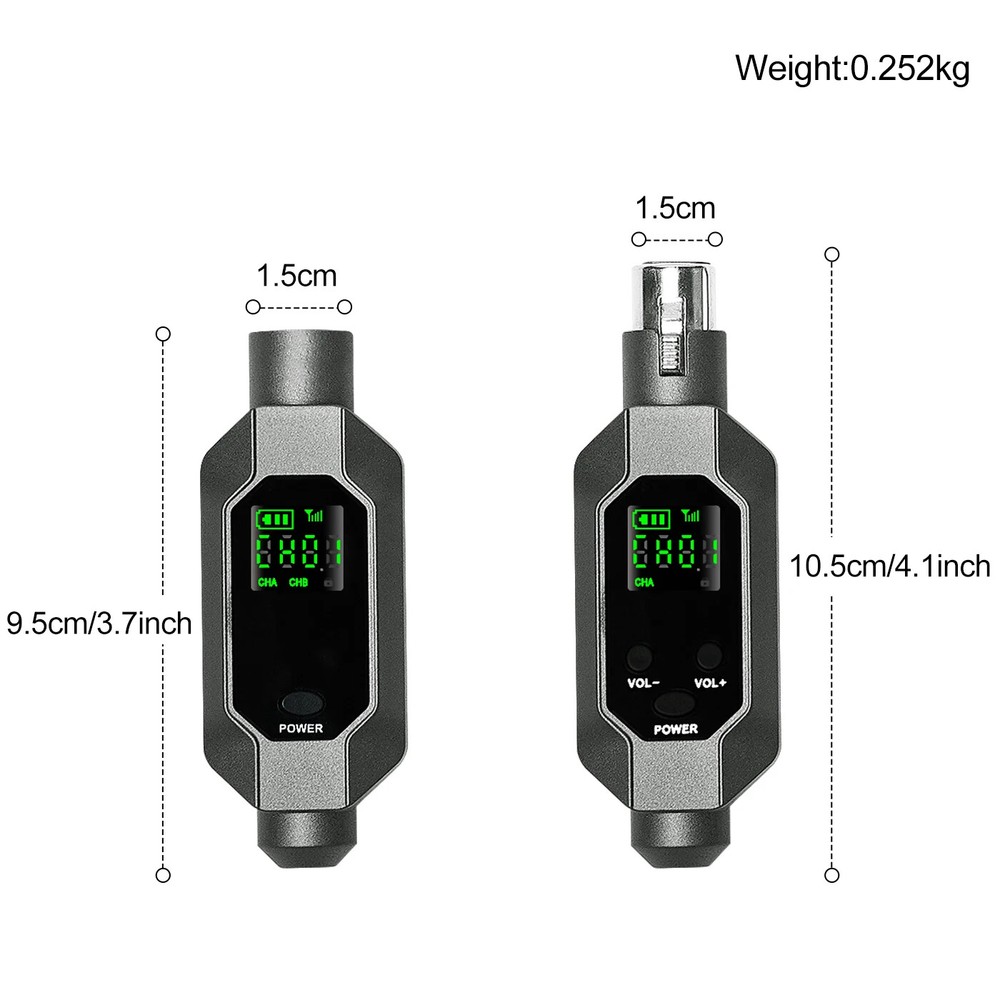 Wireless Microphone Converter XLR Transmitter and Receiver Microphone for Dynami