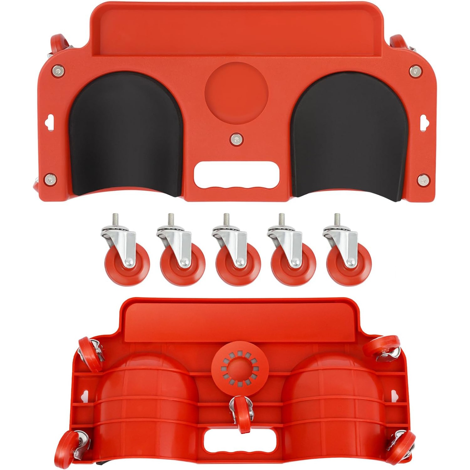 Padded Rolling Knee Creeper with 5 Swivel Castors Magnetic Equipped Tray Comfort