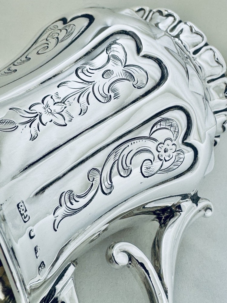 Antique Victorian Solid Sterling Silver Mug Scroll Handle Sheffield 1850