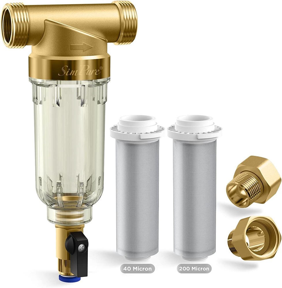 SimPure Reusable Whole House Spin Down Pre-Filter to Remove Sediment, Rust, Sand