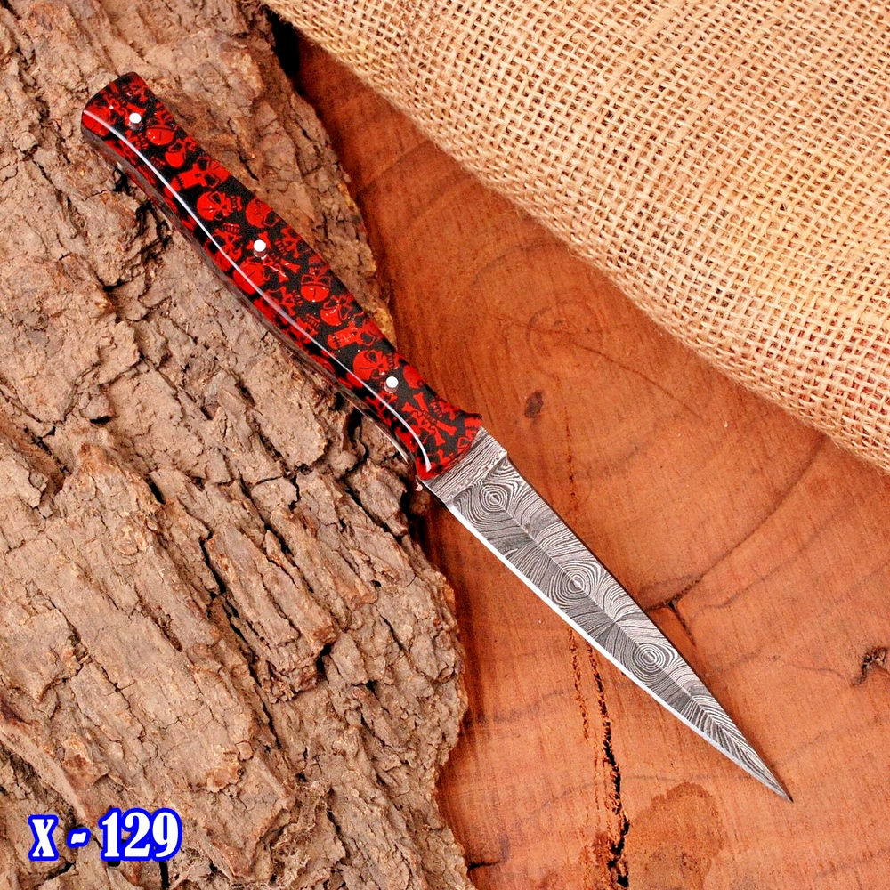 Handmade Damascus steel dagger boot knife double edged throwing