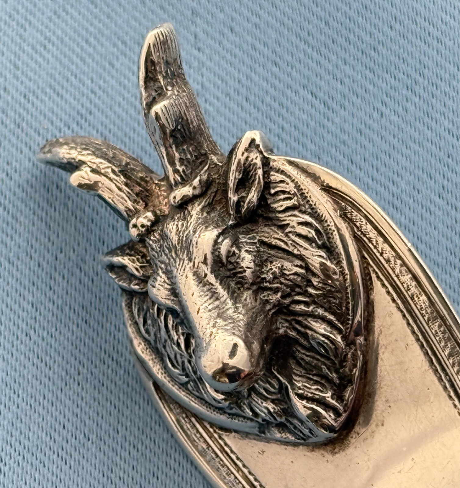 Albert Coles Coin Silver Soup Ladle Saxon Stag 12 Inches No Mono